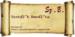 Szoták Benáta névjegykártya